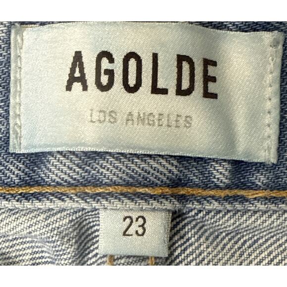 Agolde 90s Mid Rise‎ Straight Jeans Size 23 Distressed Button Fly Organic Cotton - Picture 7 of 8